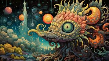 trippy creature of the deep with psychedelic pattern photo