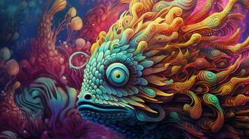 trippy creature of the deep with psychedelic pattern photo