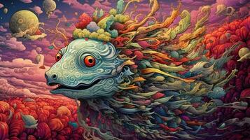 trippy creature of the deep with psychedelic pattern photo