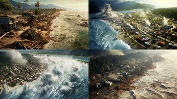 tsunami receding revealing the shocking damage photo