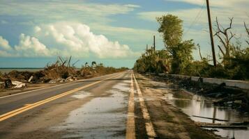 vacant road leading to reservoir after aftermath photo