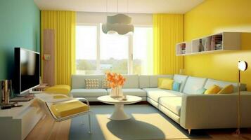 vibrant color palette used in minimalist interior photo