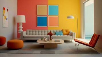 vibrant color palette used in minimalist interior photo