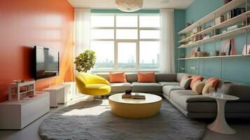 vibrant color palette used in minimalist interior photo