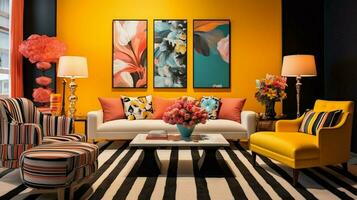 vibrant color palette with black and white accent photo