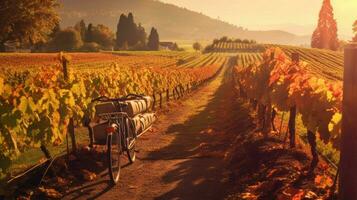 Clásico bicicleta excursión mediante pintoresco viñedo foto