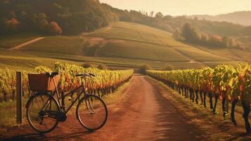 vintage bicycle tour through picturesque vineyard photo