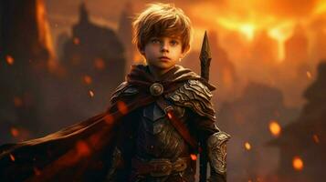 warrior child boy gaming fictional world photo