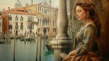 woman old venice view photo