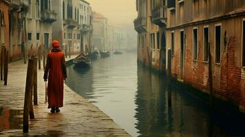 woman old venice river photo