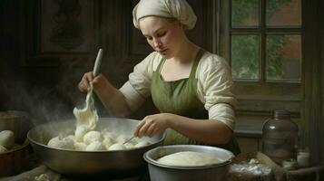 woman making mashed potato photo