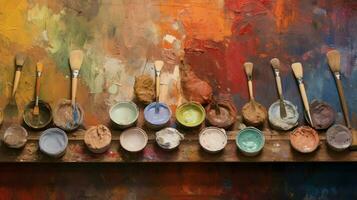 wooden oil palette paint photo