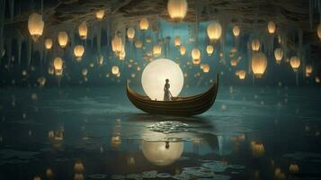 world of floating objects and otherworldly lights photo