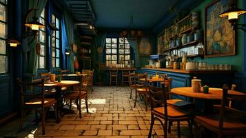 3d model coffee shop blue and fancy photo