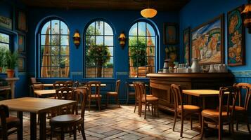 3d model coffee shop blue and fancy photo