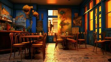 3d model coffee shop blue and fancy photo