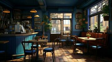 3d model coffee shop blue and fancy photo