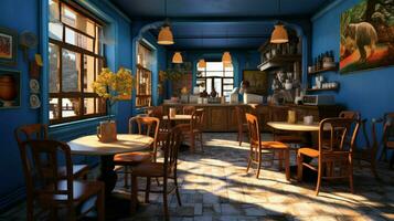 3d model coffee shop blue and fancy photo