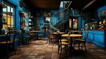 3d model coffee shop blue and fancy photo