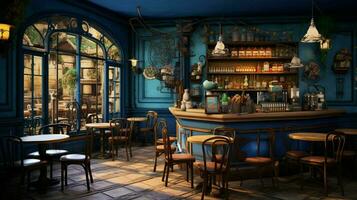 3d model coffee shop blue and fancy photo