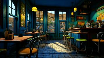 3d model coffee shop blue and fancy photo