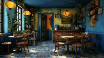 3d modelo café tienda azul y lujoso foto