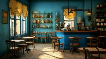 3d model coffee shop blue and fancy photo