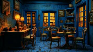 3d model coffee shop blue and fancy photo