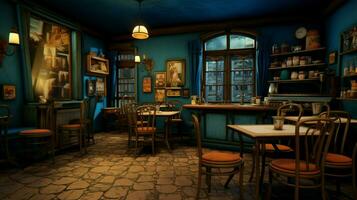 3d model coffee shop blue and fancy photo