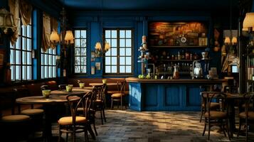 3d model coffee shop blue and fancy photo