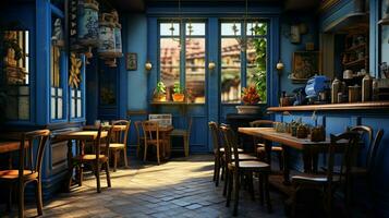 3d model coffee shop blue and fancy photo