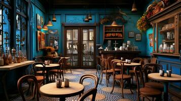 3d modelo café tienda azul y lujoso foto