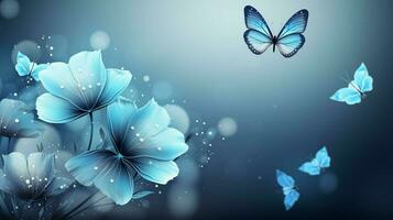 A beautiful blue flowers on a gray background photo