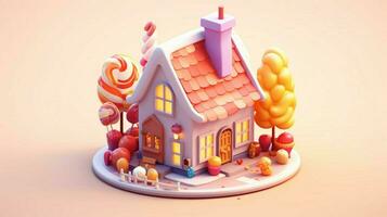 A fancy candy house with sweets and chocolate dessert photo