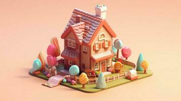 A fancy candy house with sweets and chocolate dessert photo