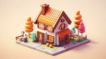 A fancy candy house with sweets and chocolate dessert photo