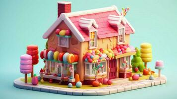 un lujoso caramelo casa con dulces y chocolate postre foto