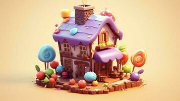 A fancy candy house with sweets and chocolate dessert photo