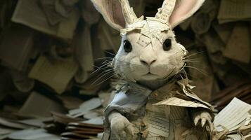 A layered paper rabbit crafted with Vintage Manus photo