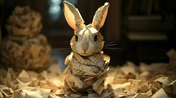 A layered paper rabbit crafted with Vintage Manus photo