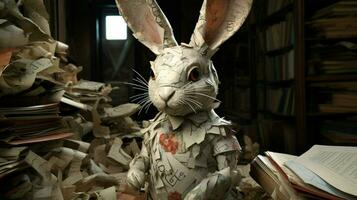 A layered paper rabbit crafted with Vintage Manus photo