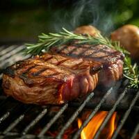 A prime cut of filet mignon wrapped in a strip photo