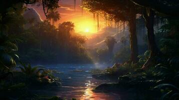 Beautiful Anime Sunset Scenery Dramatic Fantasy photo