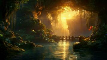 Beautiful Anime Sunset Scenery Dramatic Fantasy photo