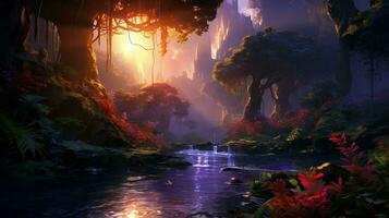 Beautiful Anime Sunset Scenery Dramatic Fantasy photo