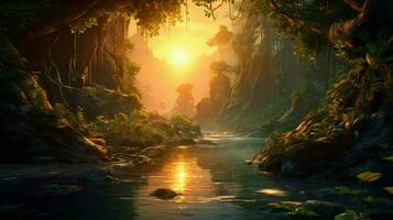 Beautiful Anime Sunset Scenery Dramatic Fantasy photo