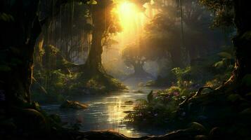 Beautiful Anime Sunset Scenery Dramatic Fantasy photo