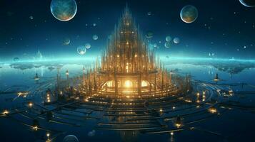 Celestial map of paradise 3D render solarpunk bri photo