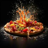 Capture the excitement and energy of a pizza with a photo