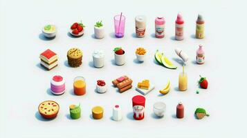 Colorful 3D Icon Sets of food and beverage indust photo